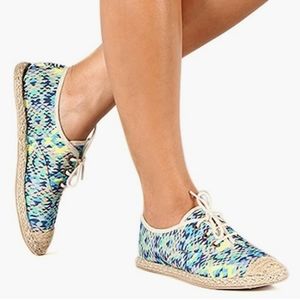 Modcloth multicolor cap toe lace up espadrilles